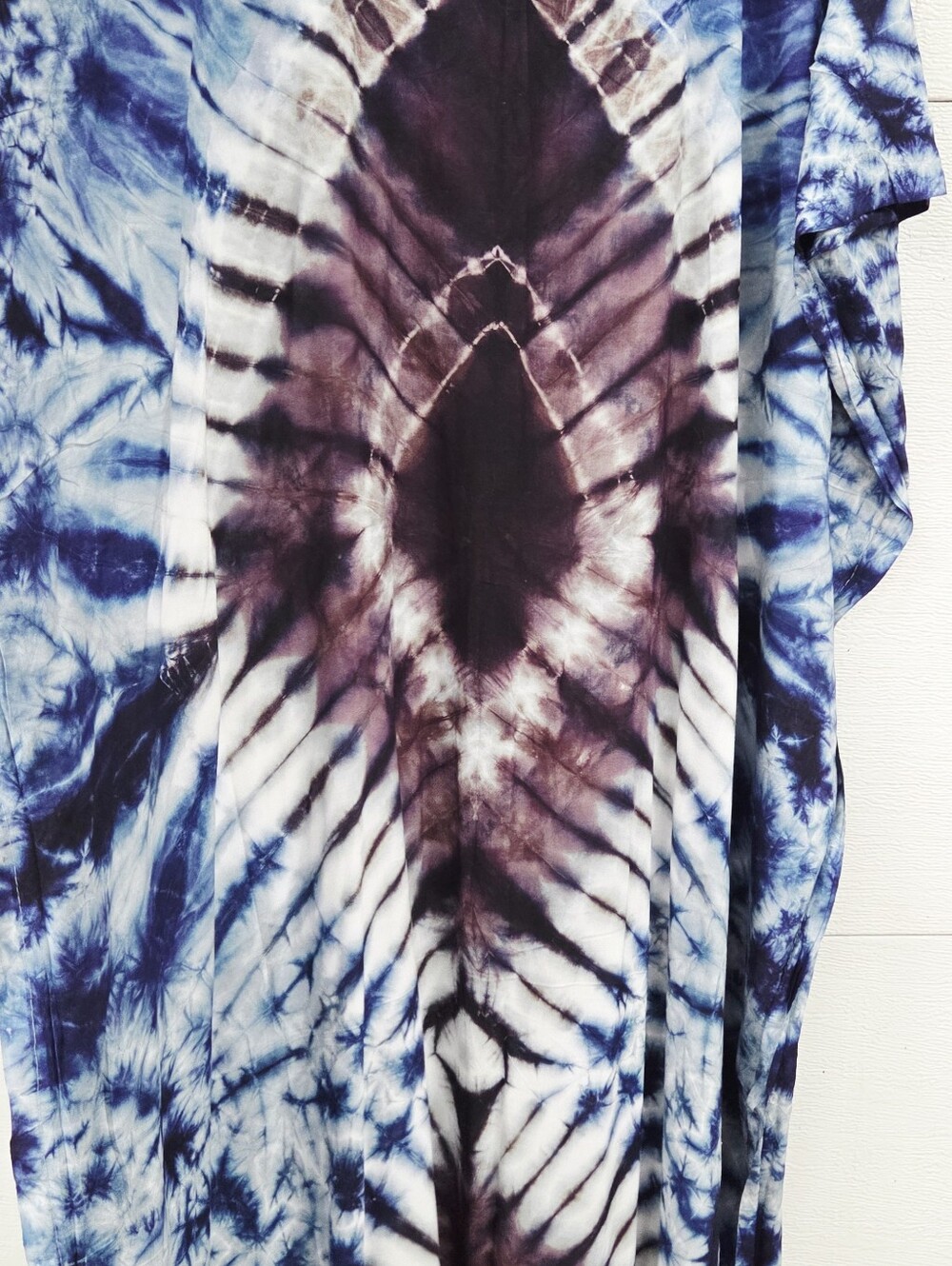 Blue and White Tie-Dye Maxi Dress Kaftan Osfm - Picture 4 of 8
